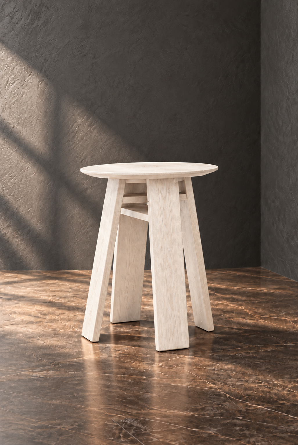 Timber 'Knot' End Table in Oak (Rustic Whitewash)
