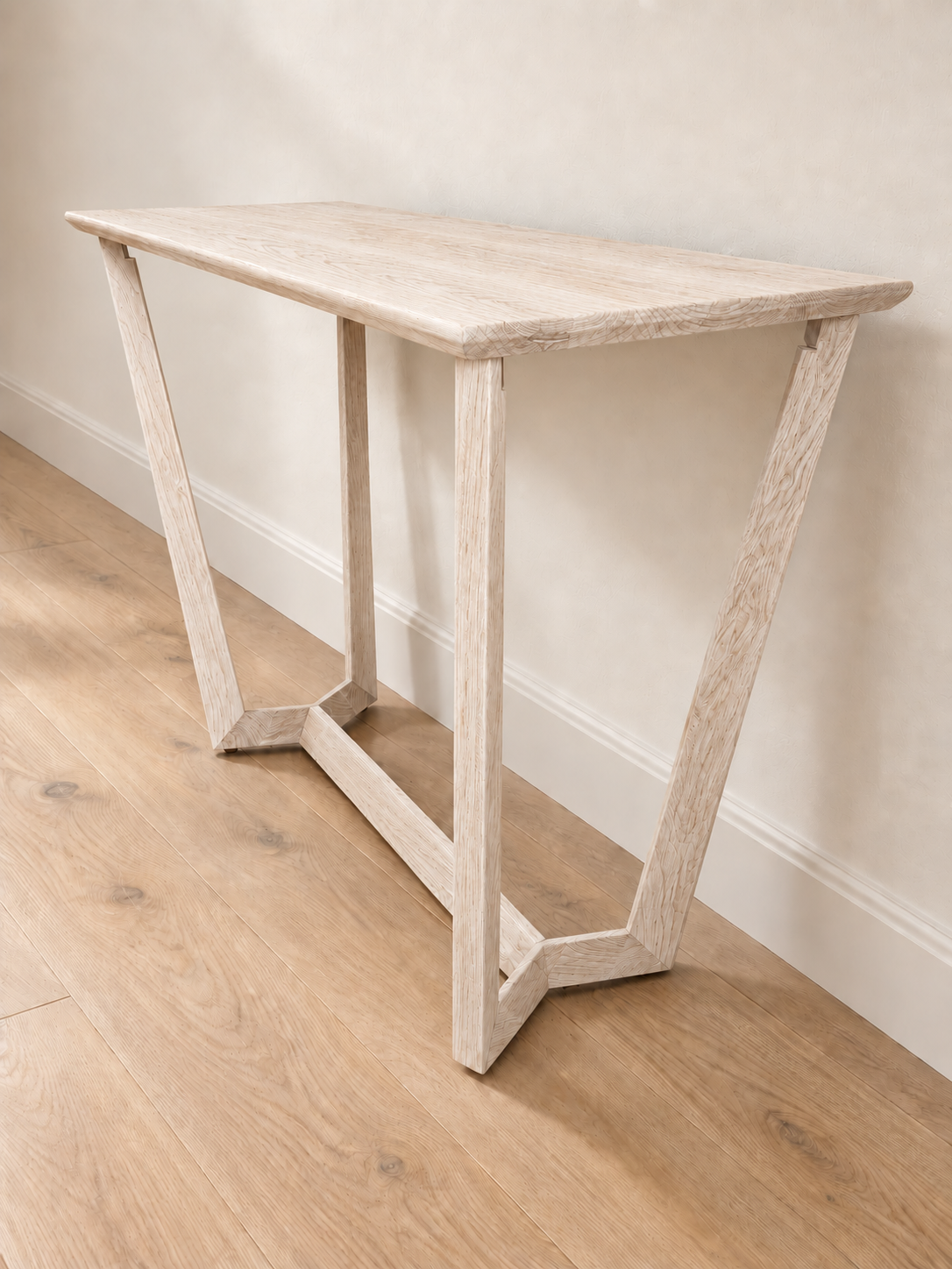 Brazos Console Table in Oak (Rustic Whitewash) (Small)