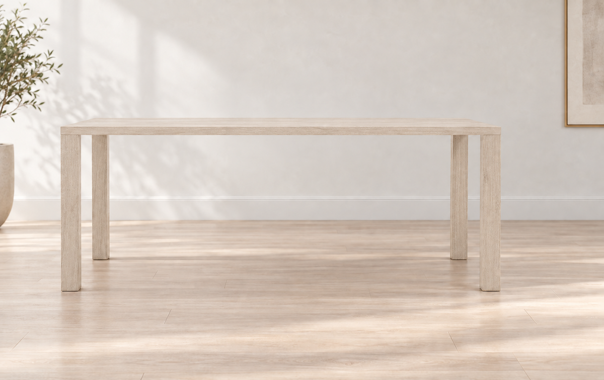 Basin Dining Table in Oak (Rustic Whitewash) (Small)