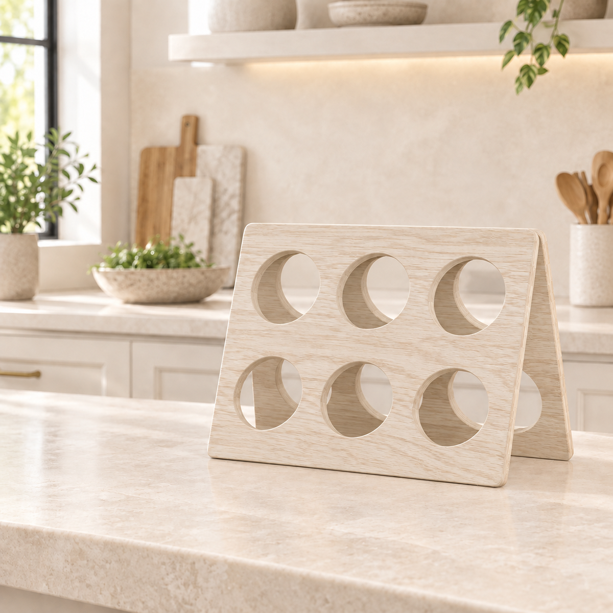Folding Wine Rack in Oak (Rustic Whitewash)