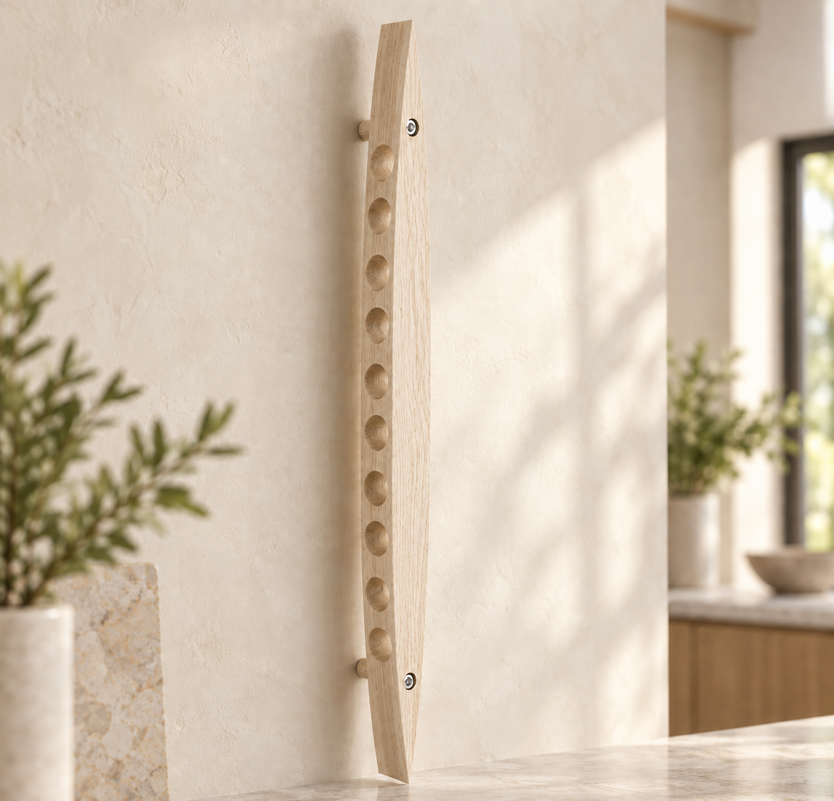 Hanging Wine Rack in Oak (Rustic Whitewash)