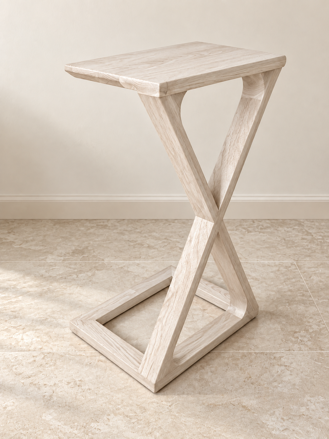 Timber 'Torch' Side Table in Oak (Rustic Whitewash)