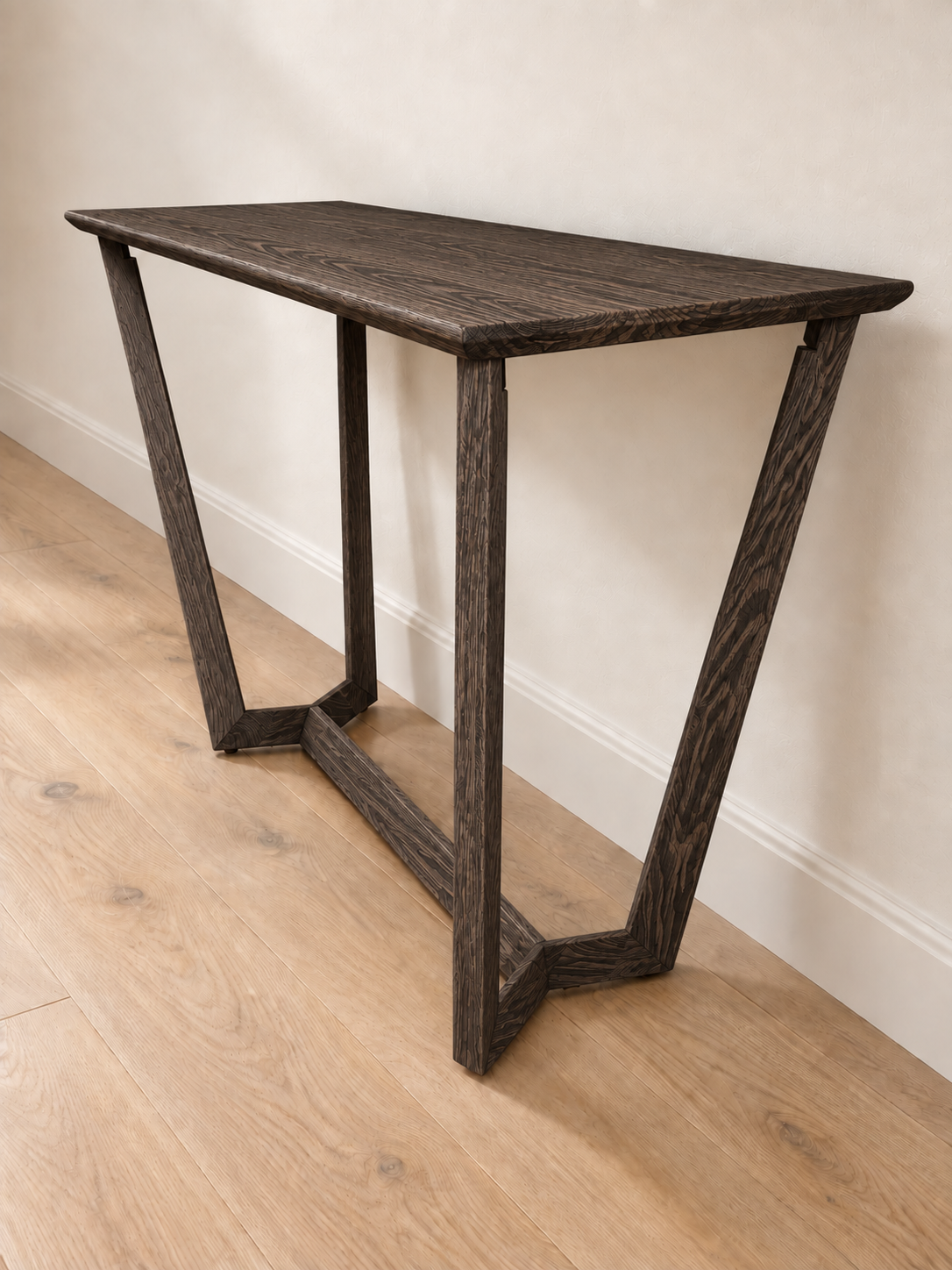 Brazos Console Table in Oak (Ebony) (Small)