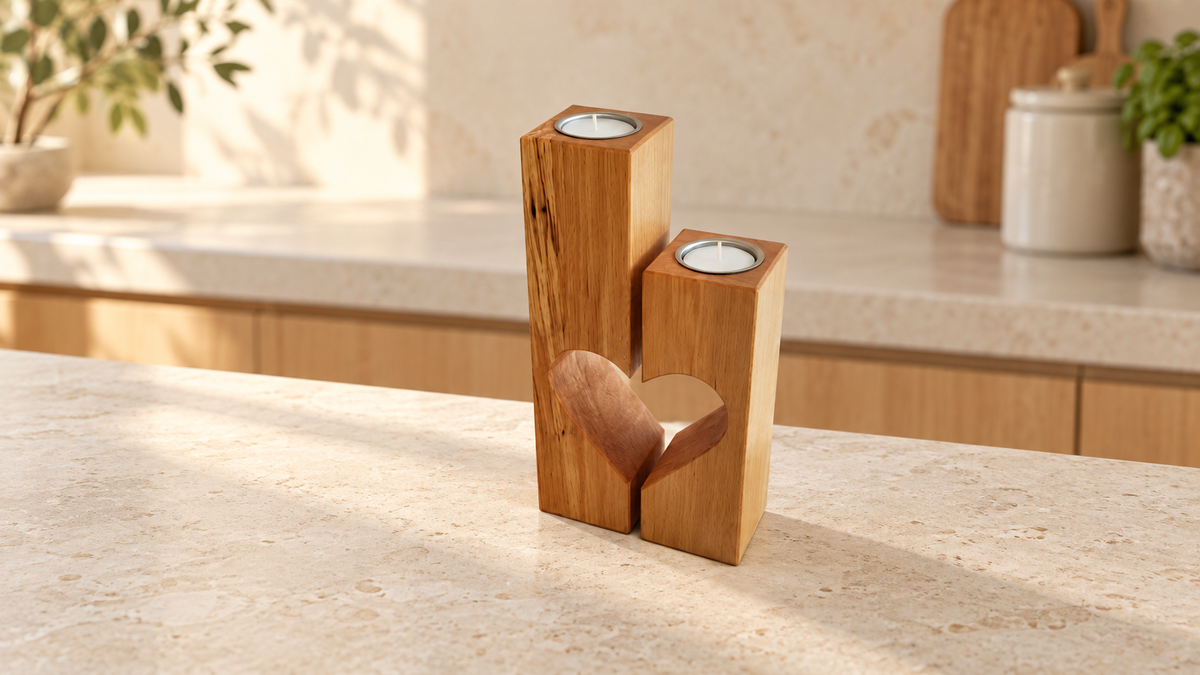 Split Heart Candle Holders, view 3
