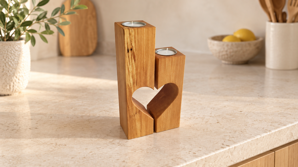 Split Heart Candle Holders, view 2