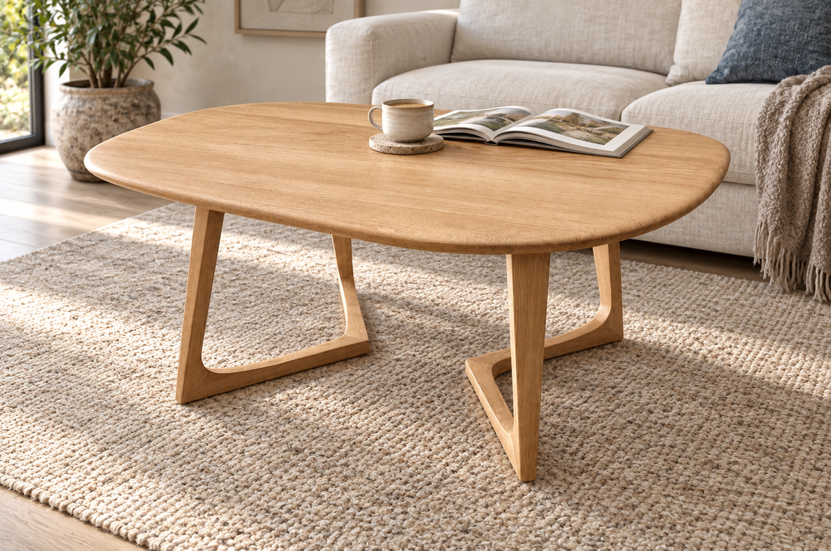 River 'Delta' Coffee Table in Oak (Natural — no stain) (Small)