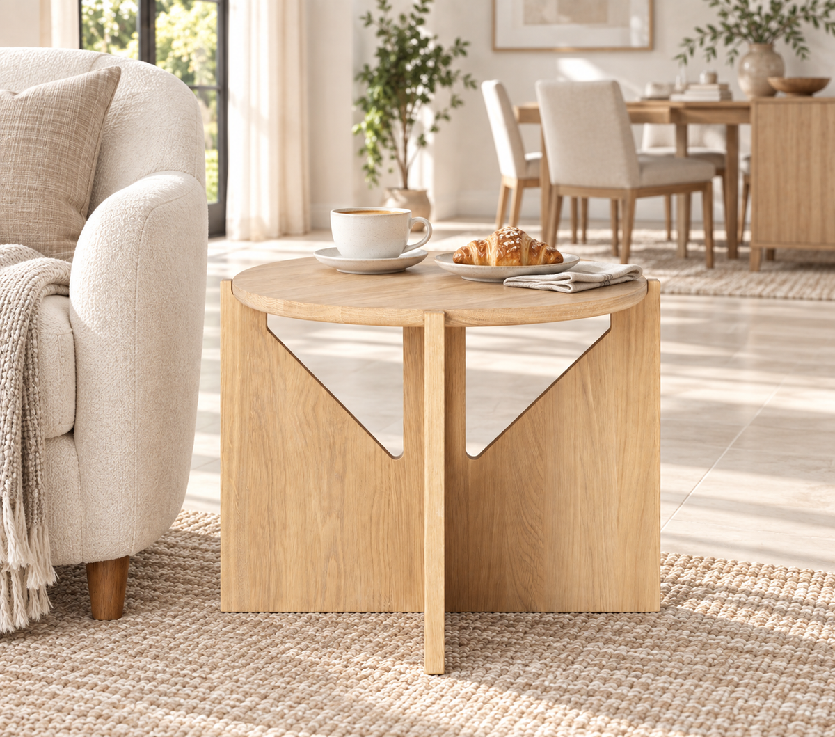 Riffle End Table in Oak (Natural — no stain) (Large)