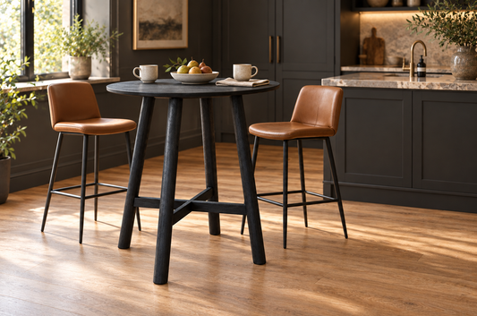 Stone 'Perch' Counter Table in Oak (Ebony) (Small)