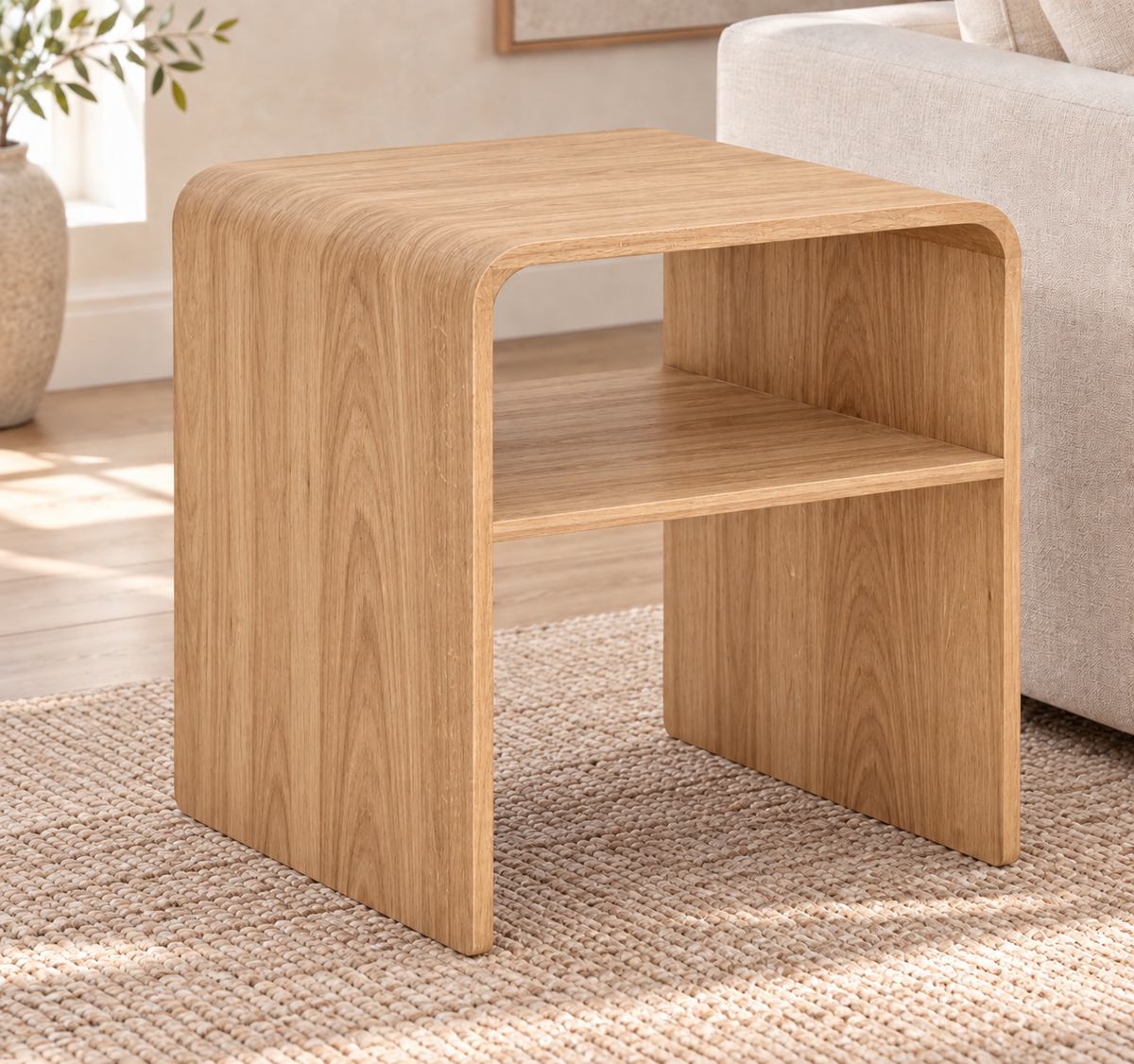 Hollow Nightstand in Oak (Natural — no stain) (Small)