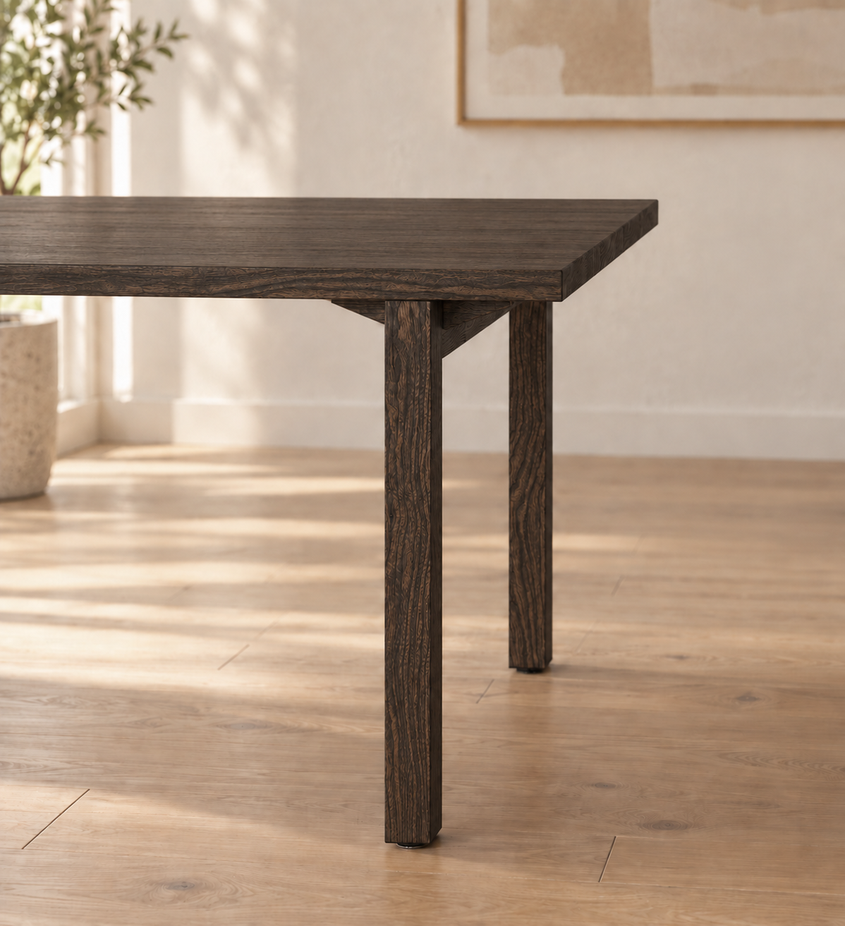 Plain Dining Table in Oak (Ebony)