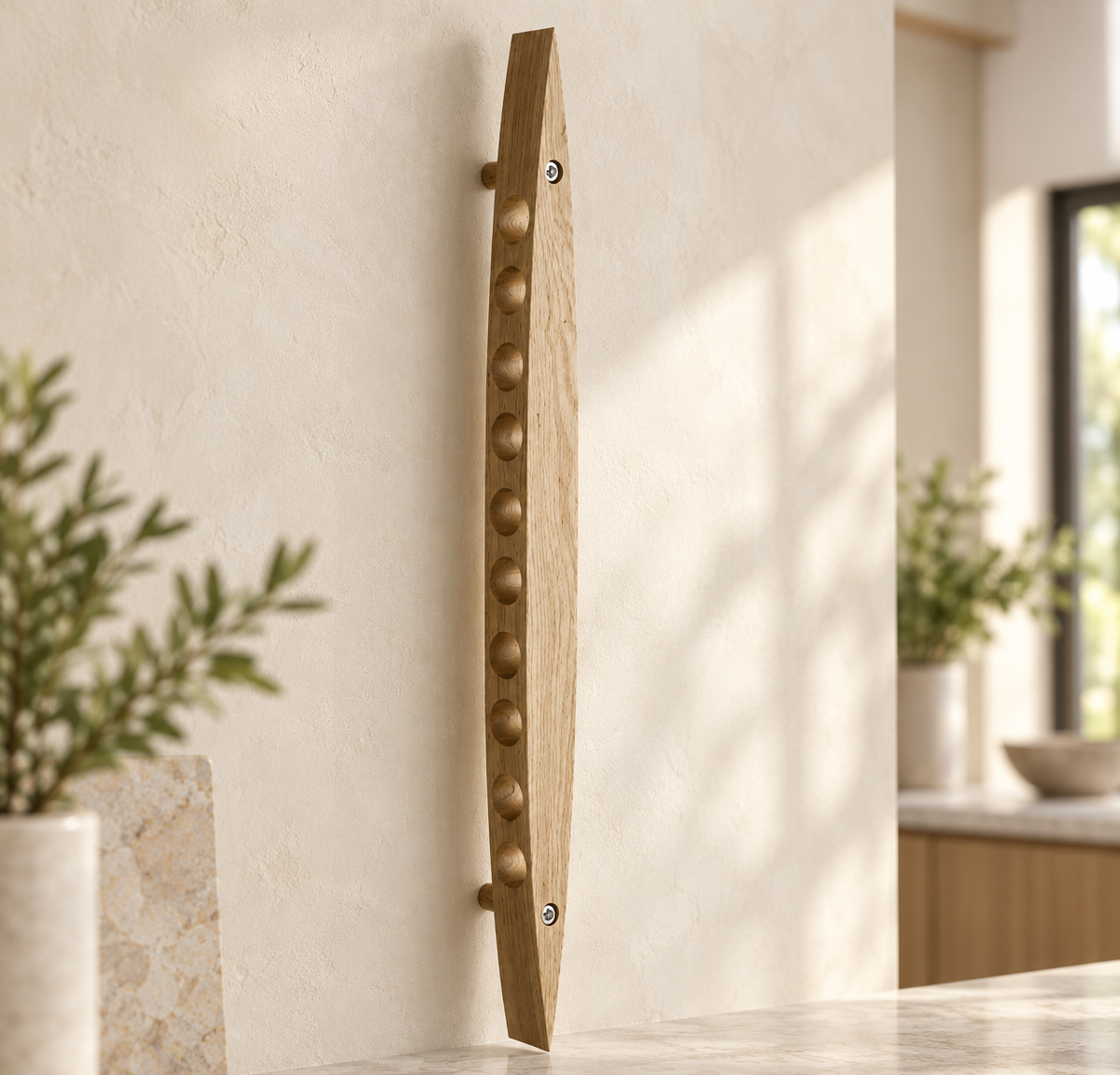 Hanging Wine Rack in Oak (Natural — no stain)