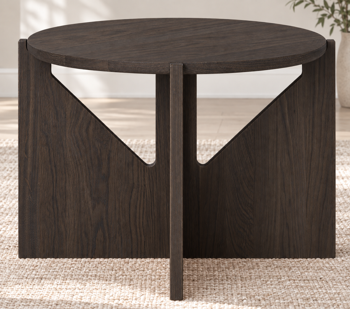 Riffle End Table in Oak (Ebony) (Large)