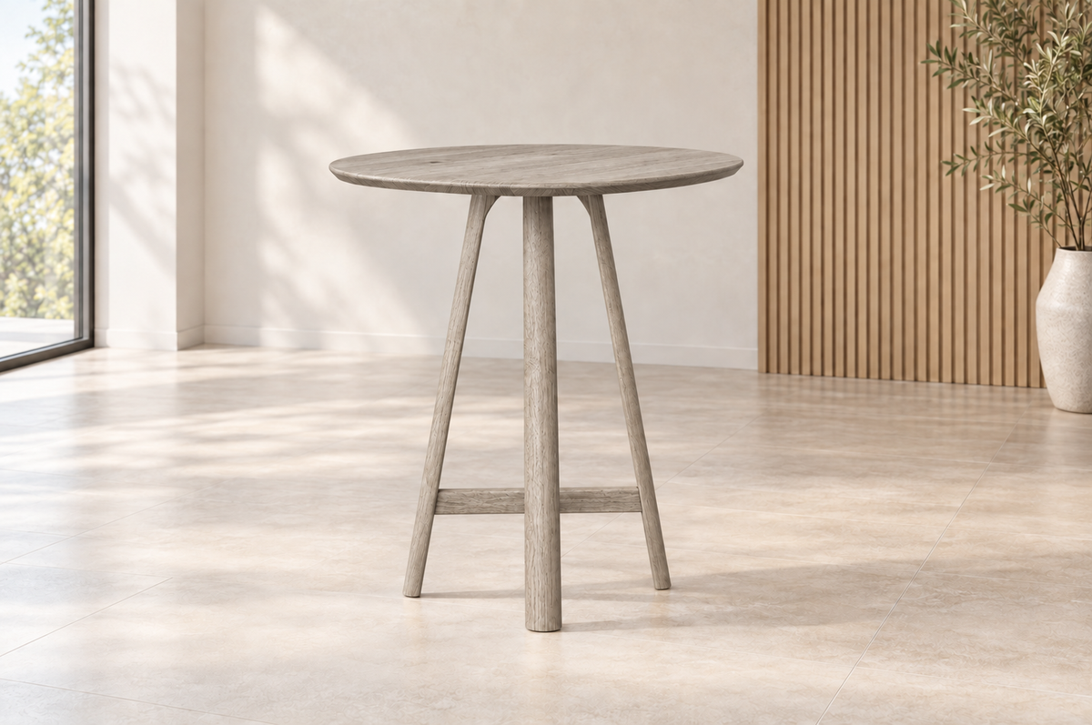 Stone 'Perch' Counter Table in Oak (Weathered Grey) (Small)