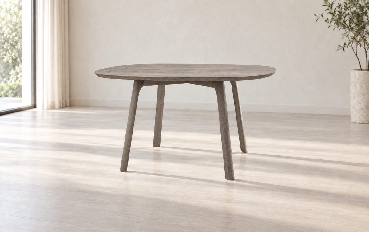 Stone 'Supper' Dining Table in Oak (Weathered Grey) (Small)