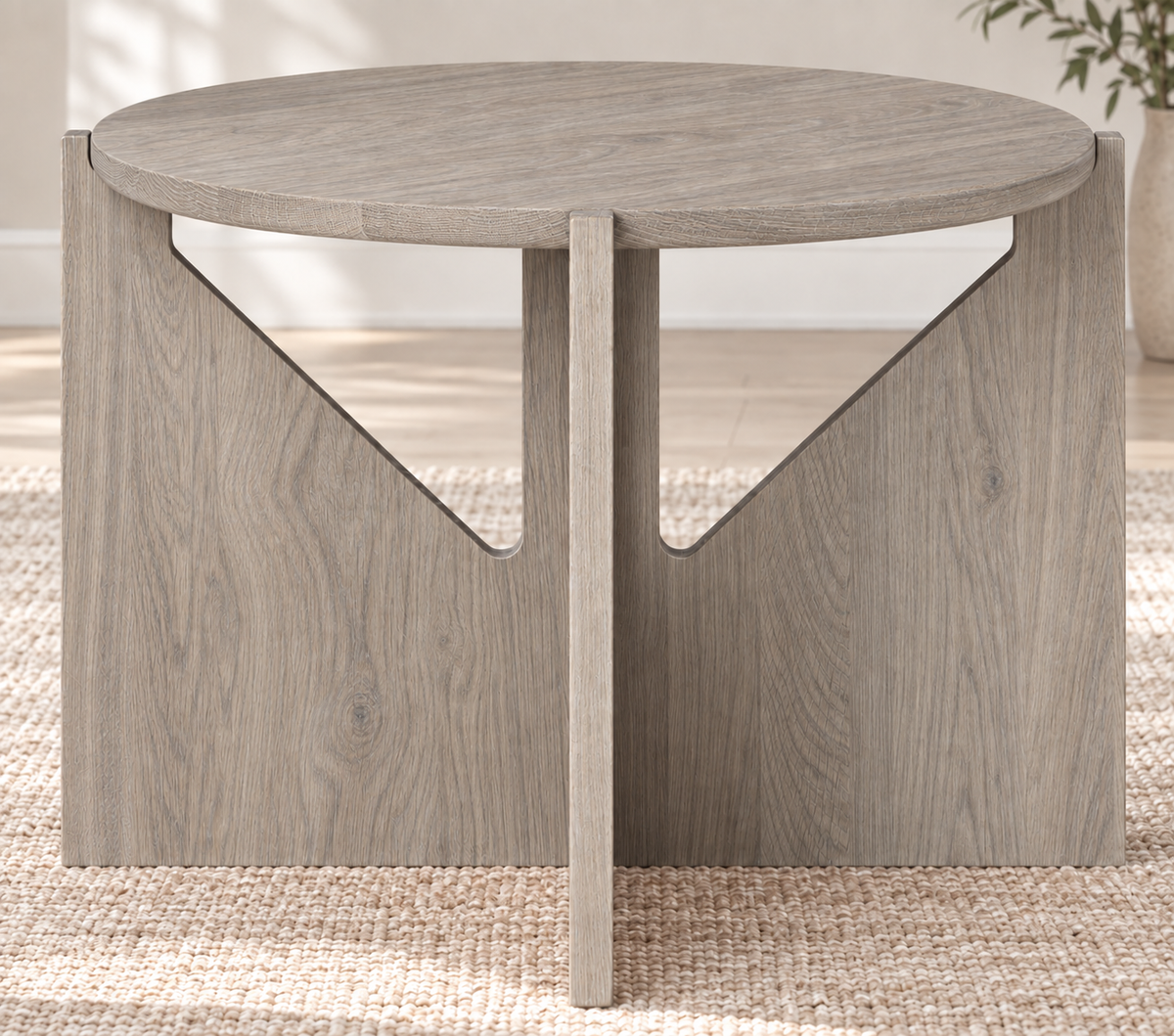 Riffle End Table in Oak (Weathered Grey) (Large)