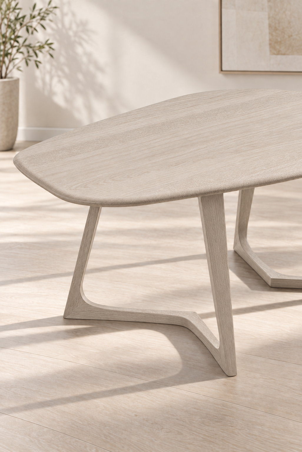 River 'Delta' Coffee Table in Oak (Rustic Whitewash) (Small)