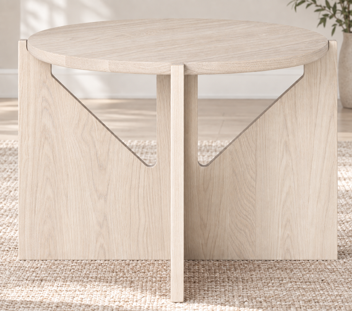 Riffle End Table in Oak (Rustic Whitewash) (Large)