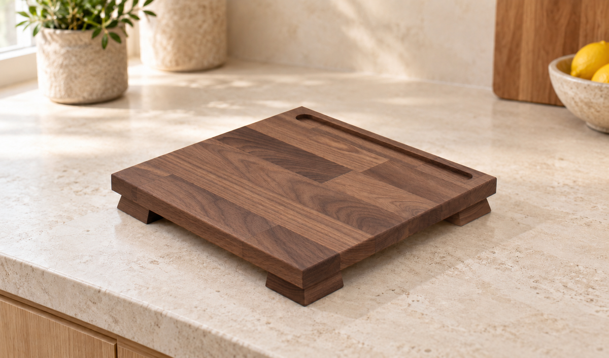Footed Serving Tray/Cutting Board in Walnut (Large)