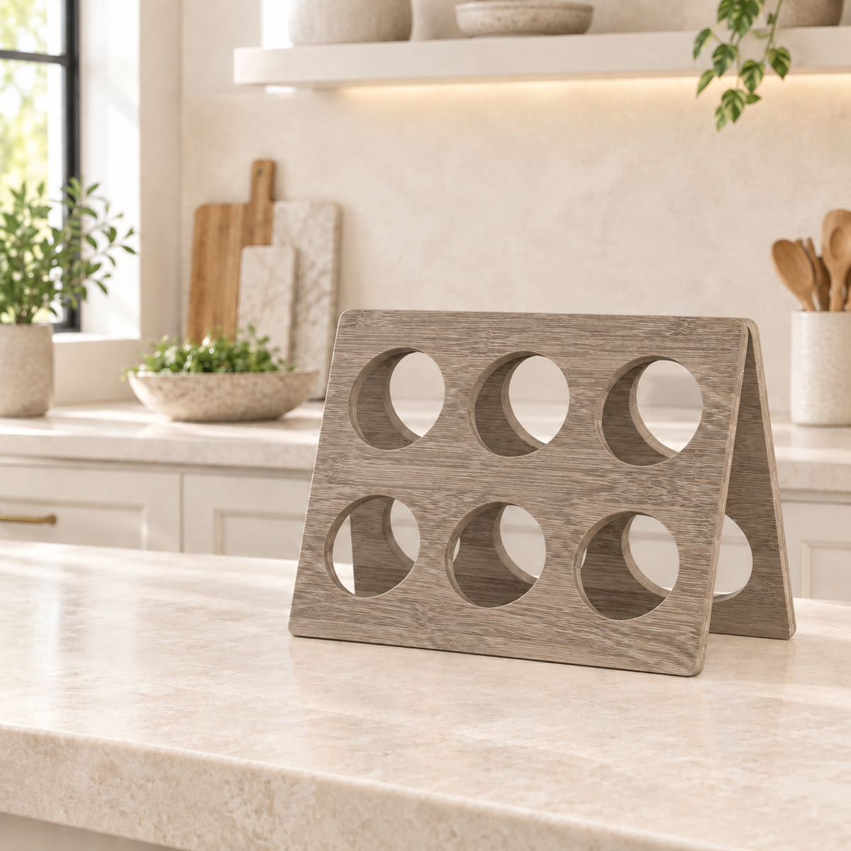 Folding Wine Rack in Oak (Weathered Grey)