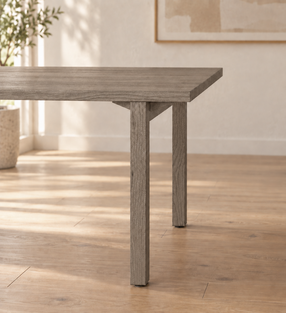Plain Dining Table in Oak (Weathered Grey)