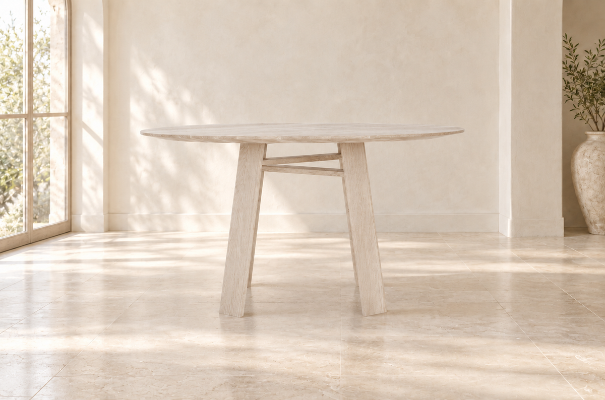 Timber 'Grove' Dining Table in Oak (Rustic Whitewash)