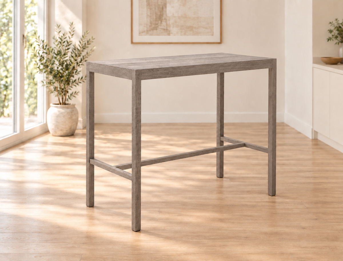 Rim Counter Table in Oak (Weathered Grey)