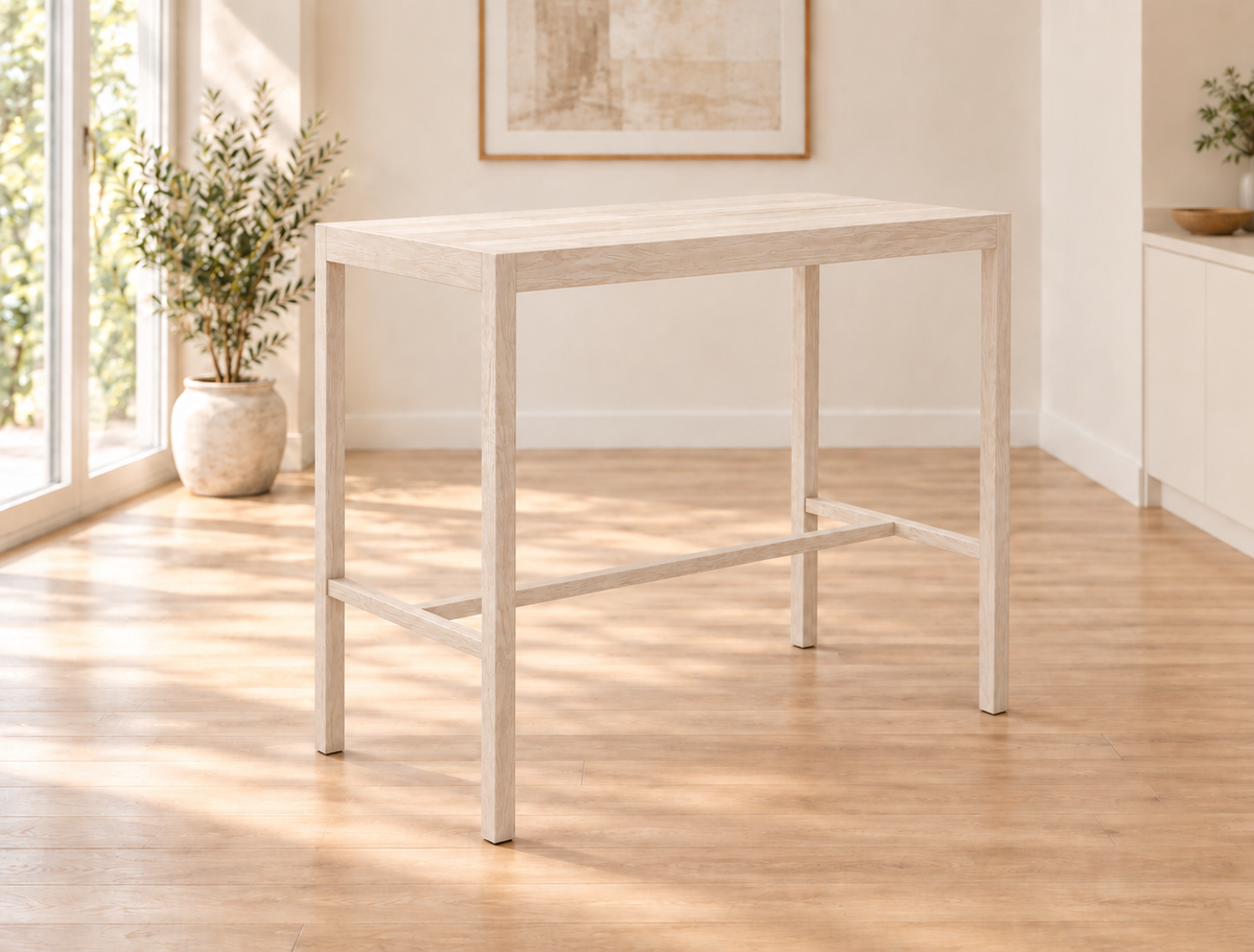 Rim Counter Table in Oak (Rustic Whitewash)